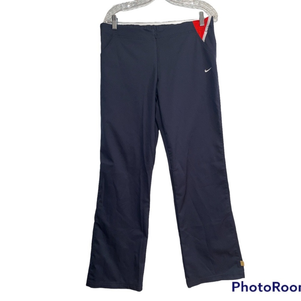Nike Vintage Mid-Rise Woven Straight Wide Leg Track Pants Navy Blue
. Size large